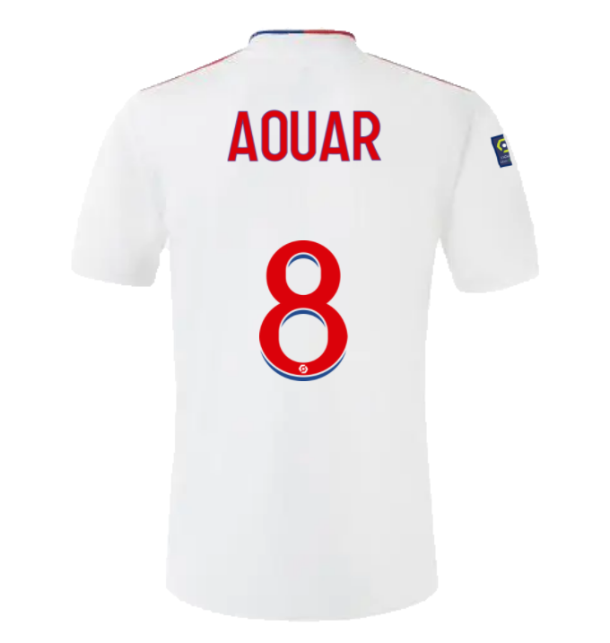 2021/22 Olympique Lyonnais Home Kit Soccer Jersey with AOUAR 8 printing